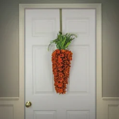 Sale 28 in. Easter Carrot Hanging Decoration Decorated with Orange Flower Blooms Wreaths