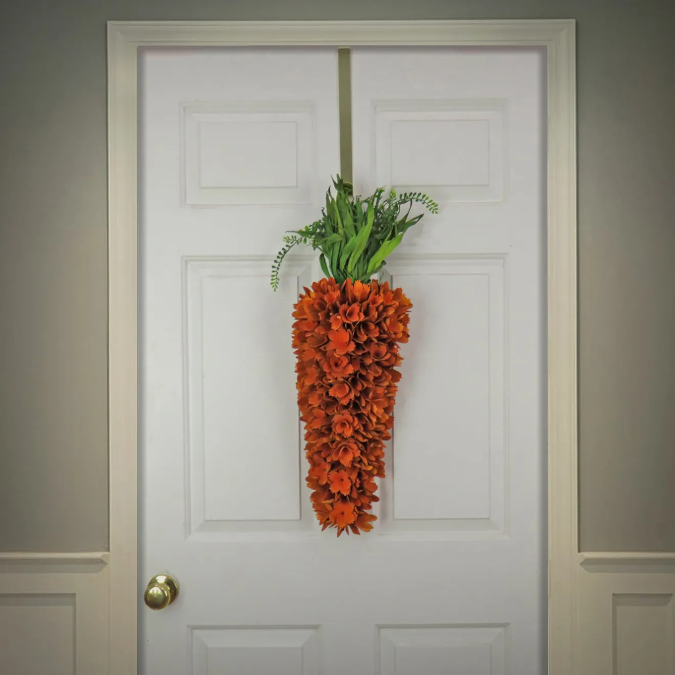 Sale 28 in. Easter Carrot Hanging Decoration Decorated with Orange Flower Blooms Wreaths