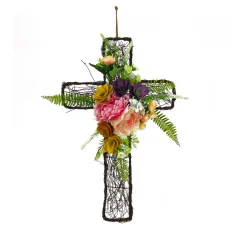 Hot 23 in. Easter Floral Cross Decoration Wreaths