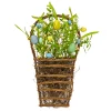 Hot 18 in. Easter Hanging Wall Basket Decorated with Pastel Eggs and Spring Flowers Wall Decorations