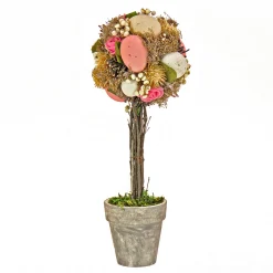 Online 14 in. Easter Single Ball Topiary Potted Plant Decorated with Pastel Eggs Table Decorations