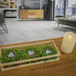 Sale 17 in. Easter Triple Nest Table Decoration Decorated with Pastel Eggs, and Wooden Box Table Decorations