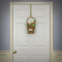 New 15 in. Easter Woven Basket Decorated with Colorful Flower Blooms and Leafy Greens Wreaths