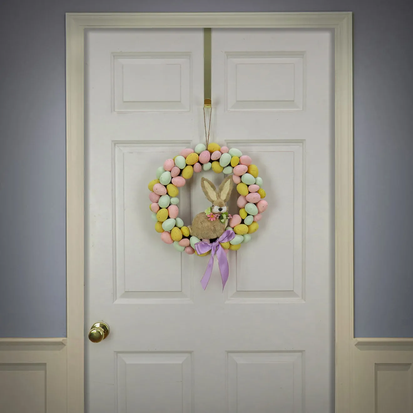 Sale 16 in. Easter Wreath Decorated with Pastel Eggs and Bunny Wreaths