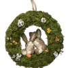 Discount 15 in. Easter Wreath Decorated with Flower Blooms, Rabbits Wreaths