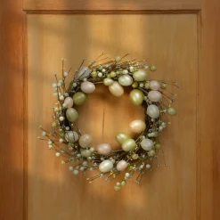 Hot 20 in. Easter Wreath Decorated With Eggs Wreaths