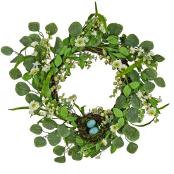Online 20 in. Easter Wreath Decorated with Spring Blooms and Pastel Eggs Wreaths
