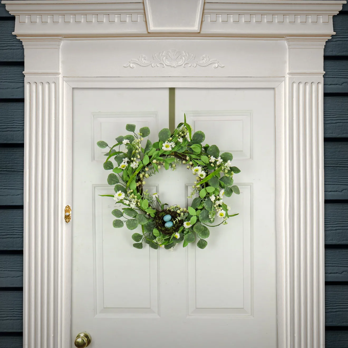 Online 20 in. Easter Wreath Decorated with Spring Blooms and Pastel Eggs Wreaths