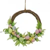 16 in. Easter Wreath Decorated with Pastel Eggs, Fern Fronds, Flower Blooms Wreaths