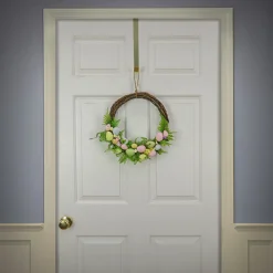 16 in. Easter Wreath Decorated with Pastel Eggs, Fern Fronds, Flower Blooms Wreaths