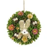 Discount 13 in. Easter Wreath Decorated with Colorful Flower Blooms, Bunny and Pastel Eggs Wreaths