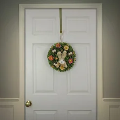 Discount 13 in. Easter Wreath Decorated with Colorful Flower Blooms, Bunny and Pastel Eggs Wreaths