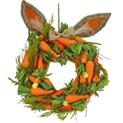 Hot 16 in. Easter Wreath Decorated with Carrots and Leafy Greens Wreaths