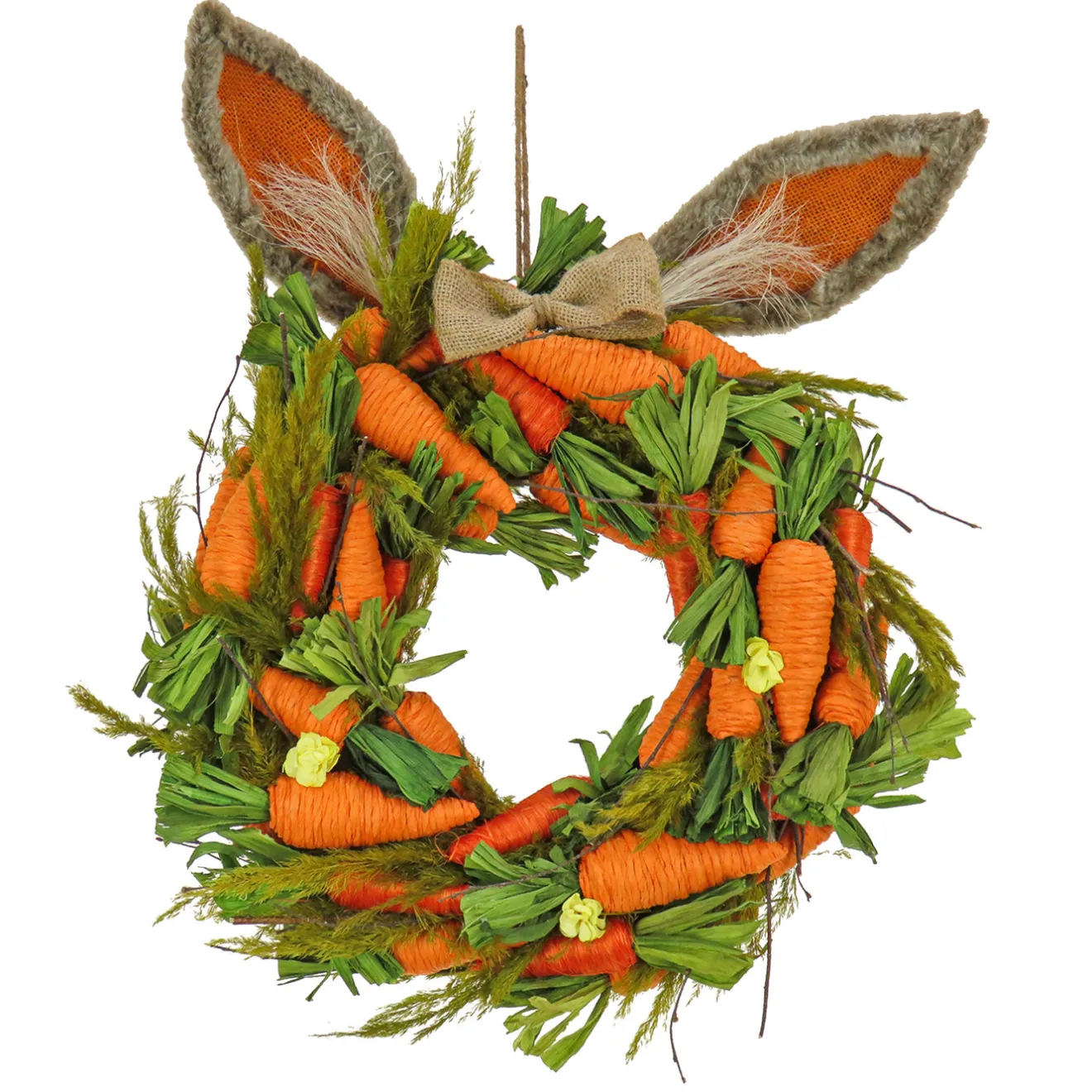 Hot 16 in. Easter Wreath Decorated with Carrots and Leafy Greens Wreaths