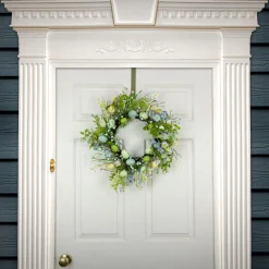 Online 20 in. Easter Wreath Decorated with Blue Flower Blooms, Pastel Eggs Wreaths