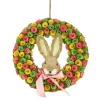 Outlet 16 in. Easter Wreath Decorated with Colorful Flower Blooms, Bunny Head Wreaths