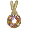 Hot 24 in. Easter Wreath Decorated with Colorful Flower Blooms, Pastel Eggs, Bunny Head Wreaths