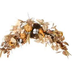 Discount 36 in. Fall Door Decoration with Pine Cones, Pumpkins, Gourds, Assorted Leaves Fall Decorations