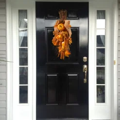 Best 18 in. Fall Teardrop Wall Decoration with Pumpkins, Berry Clusters, Maple Leaves, Branches Fall Decorations