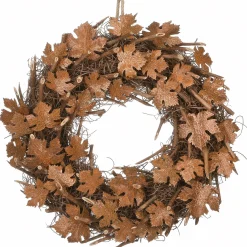 18 in. Fall Wreath with Brown Maple Leaves Wreaths