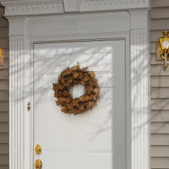 18 in. Fall Wreath with Brown Maple Leaves Wreaths
