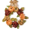 Outlet 24 in. Fall Wreath with Hydrangeas, Elm Leaves, Burlap Ribbon Wreaths