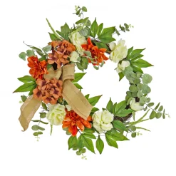 24 in. Fall Wreath with Hydrangea and Rose Wreaths