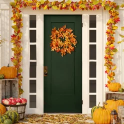 New 24 in. Fall Wreath with Maple Leaves, Berry Clusters Wreaths