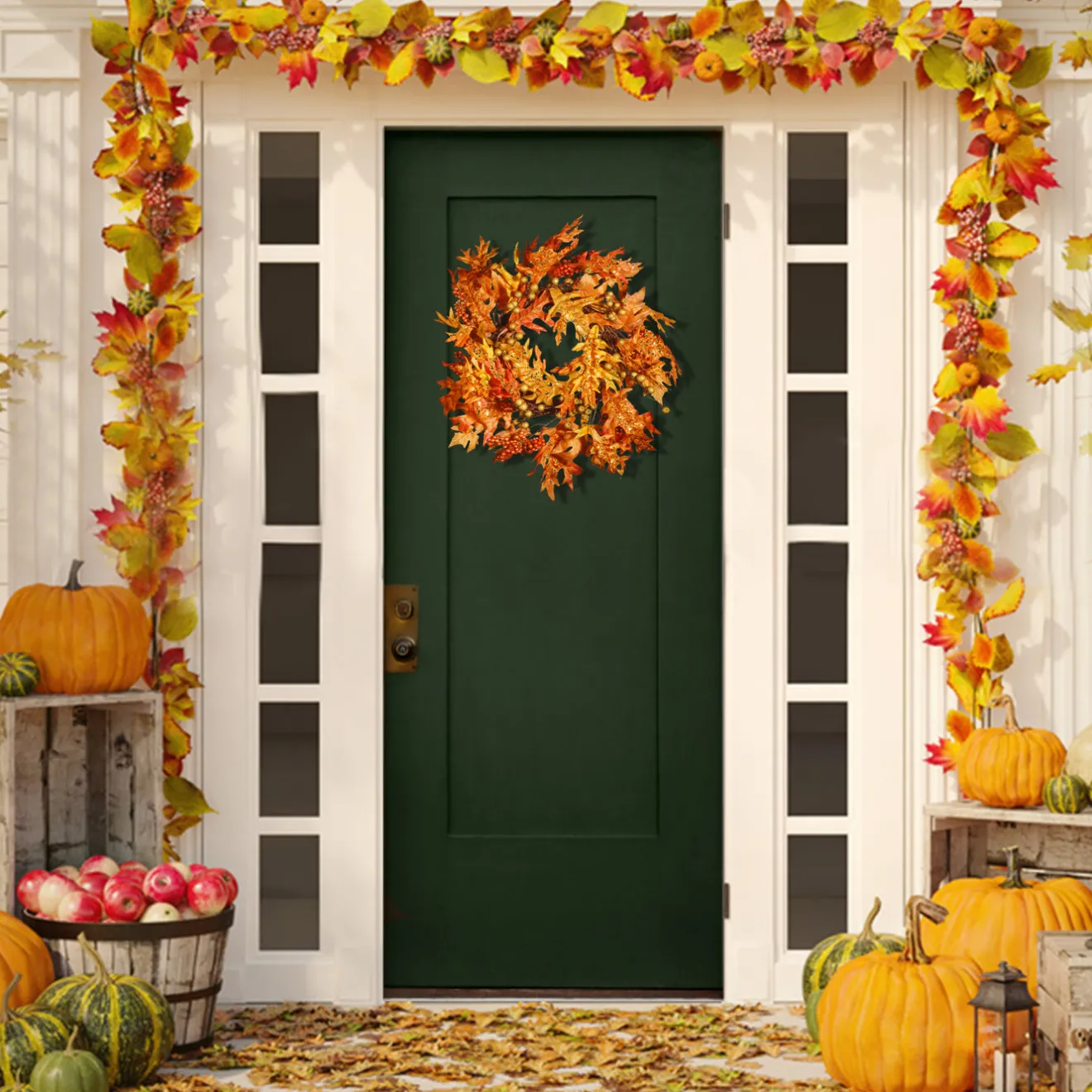 New 24 in. Fall Wreath with Maple Leaves, Berry Clusters Wreaths