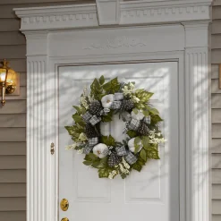 30 in. Fall Wreath with Pine Cones, Berry Clusters, Gourds, Fabric Bows Wreaths