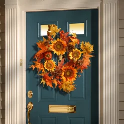 Sale 22 in. Fall Wreath with Sunflowers, Pinecones, Berry Clusters, Acorns, Pumpkins, Maple Leaves Wreaths