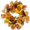 Clearance 24 in. Fall Wreath with Sunflowers, Pinecones, Berry Clusters, Corncobs, Maple Leaves Wreaths