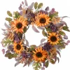 New 30 in. Fall Wreath with Sunflowers, Hydrangea Blooms, Assorted Leaves, Berry Clusters Wreaths