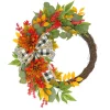 24 in. Fall Wreath with Twig, Dahlia, Eucalyptus and Bow Wreaths