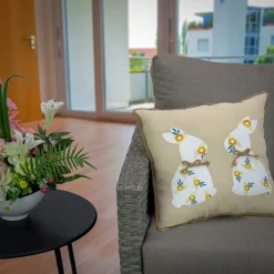 Best 16 in. Floral Easter Bunny Decorative Pillow Pillows & Throws