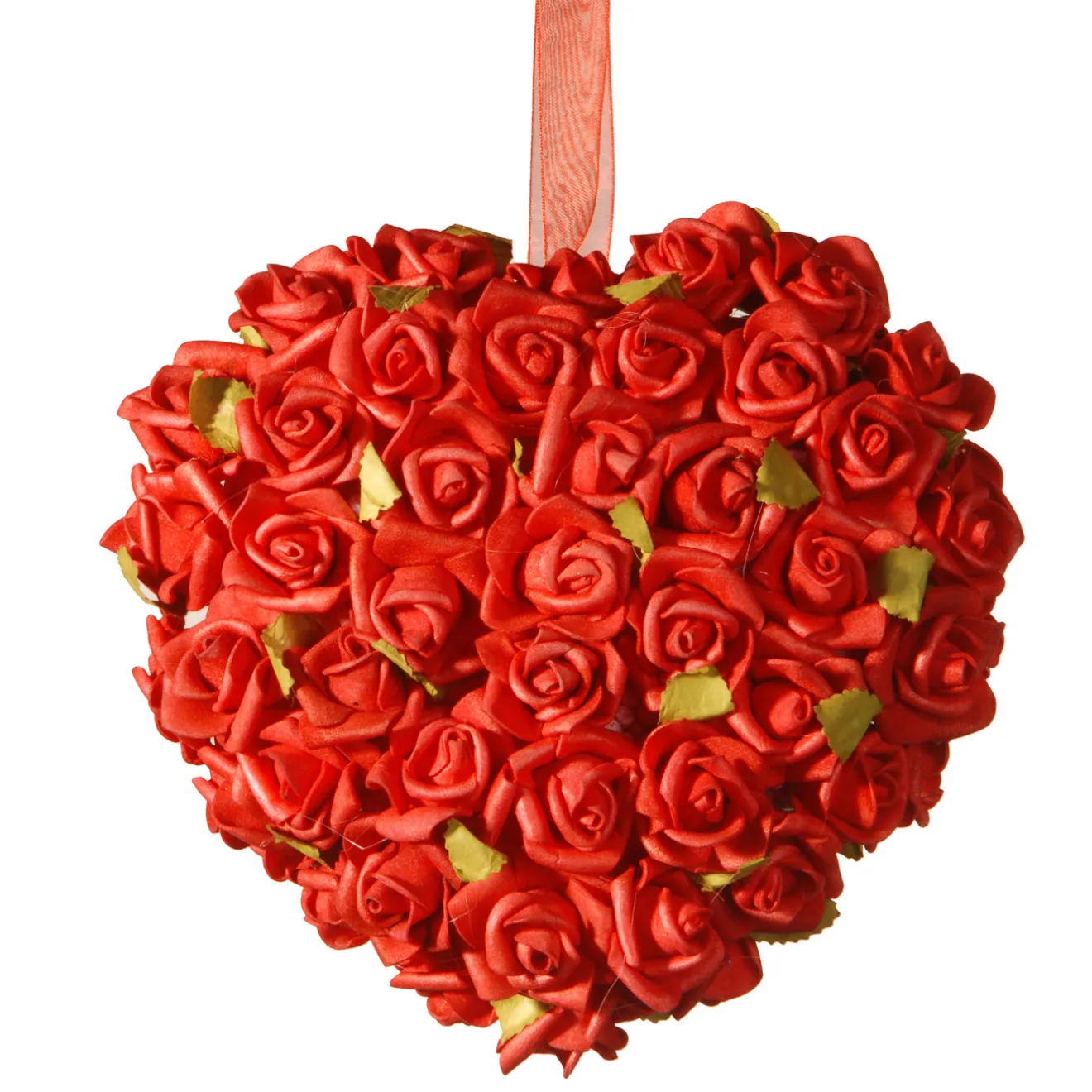Online 7 in. Floral Red Roses Heart Wreaths