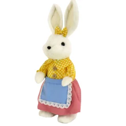 Best 14 in. Fluffy Female Bunny with Yellow, Pink & Blue Dress Table Decoration Table Decorations