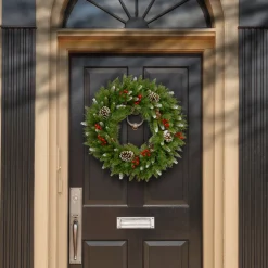 Hot 24 in. Frosted Berry Wreath 21-24 Inch Christmas Wreaths|Unlit Christmas Wreaths