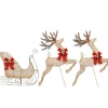 Hot 42 in. Glittered Mesh Fabric Deer with 27 in. Sleigh and Lights Yard Decorations