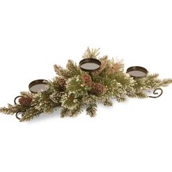 Hot 30 in. Glittery Bristle Pine Centerpiece and Candle Holder Centerpieces