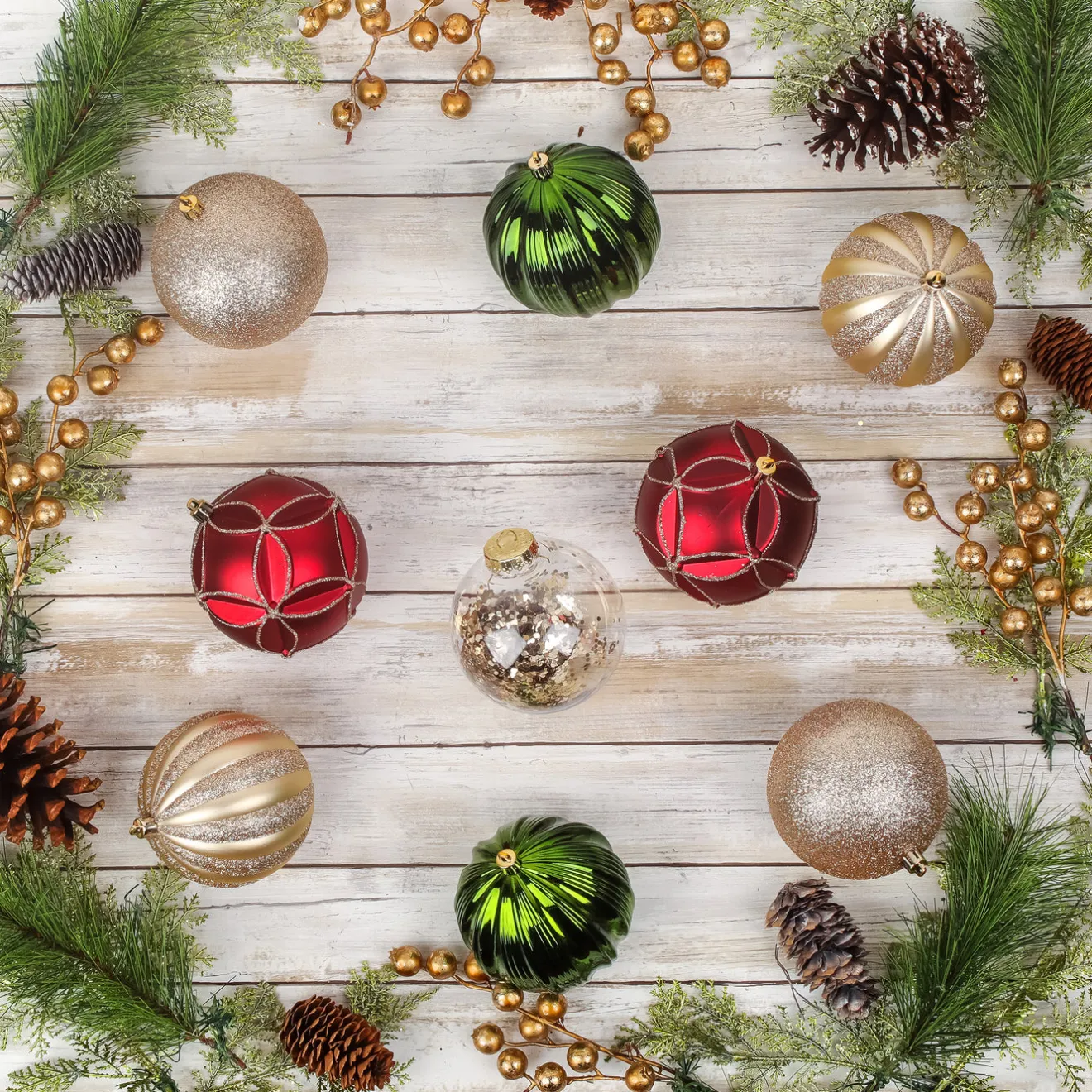 Sale 13 in. Gold Xmas Ball Decor Set Tree Ornaments