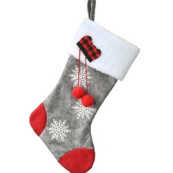 Outlet 18 in. Gray Christmas Stocking with Snowflakes Stockings