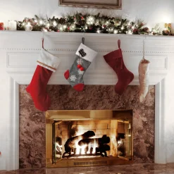 Outlet 18 in. Gray Christmas Stocking with Snowflakes Stockings