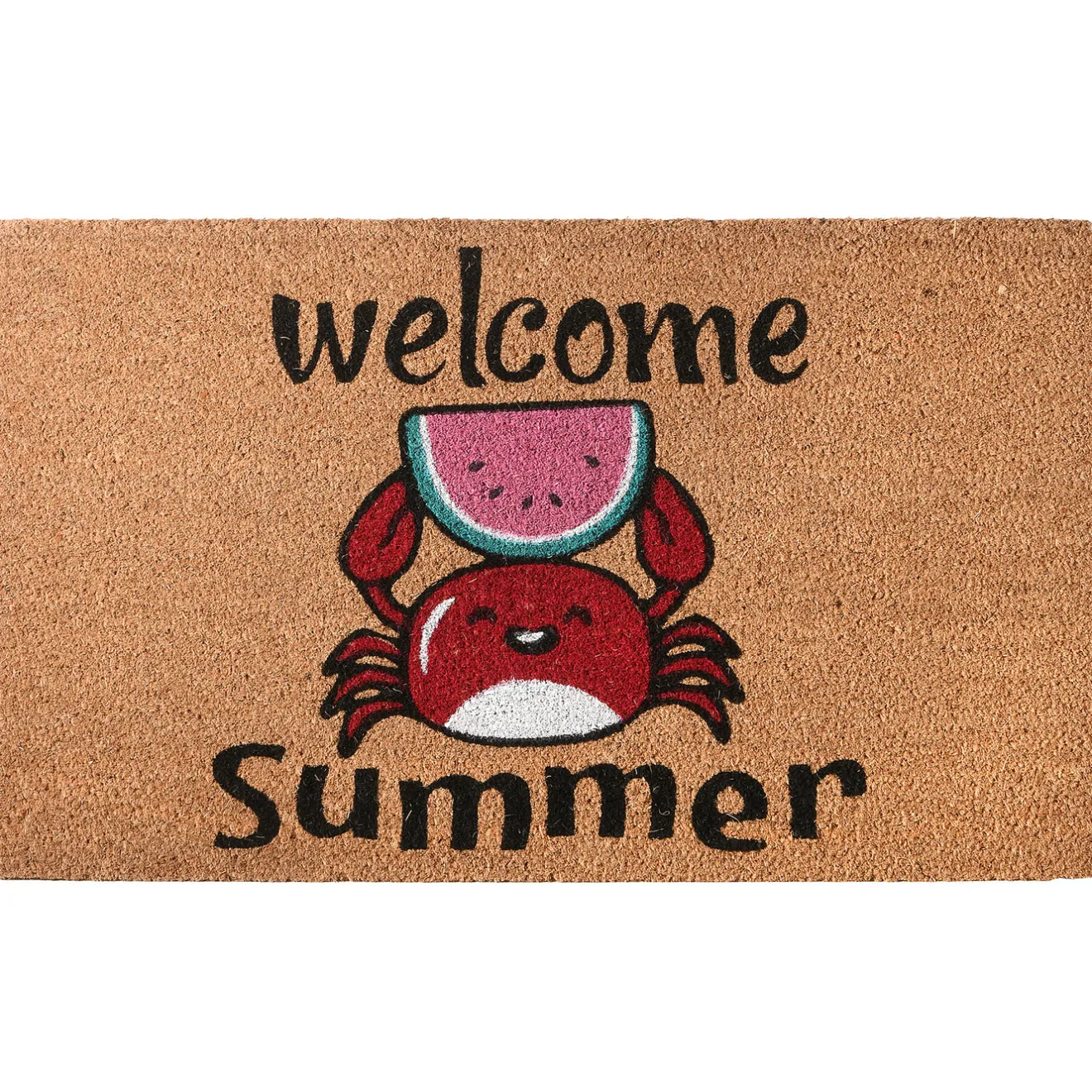 Clearance 30 in. Green Welcome Summer Crab and Watermelon Coir Doormat Home Rugs