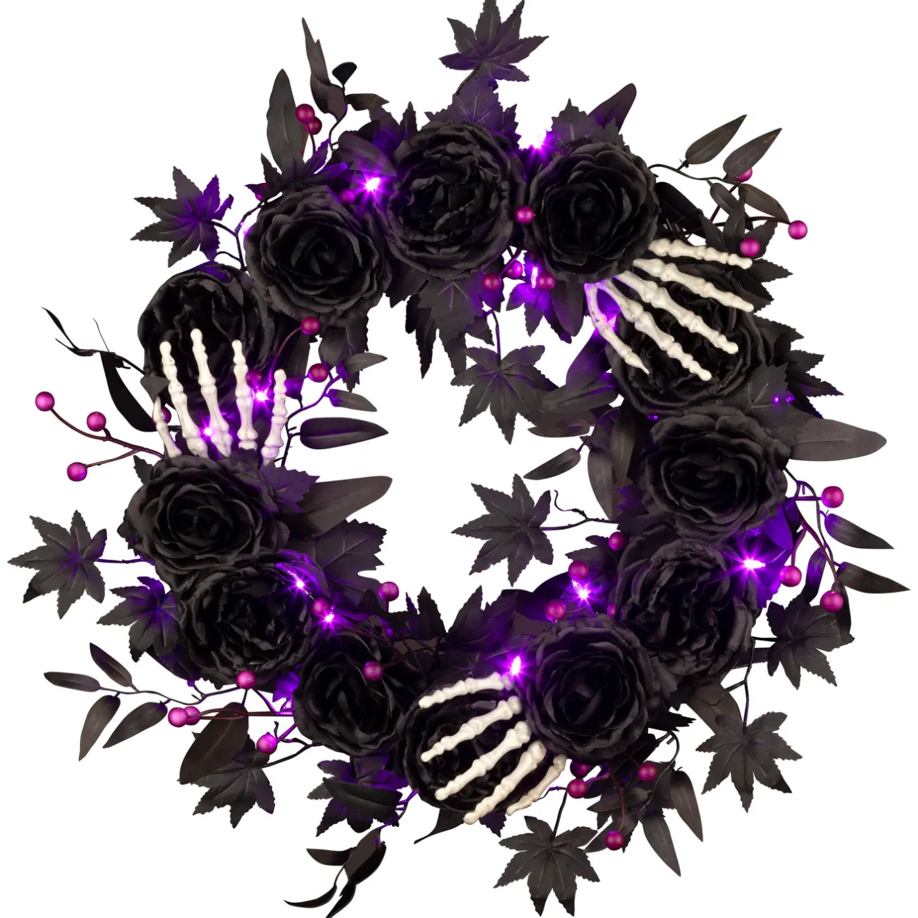 Sale 24 in. Halloween Bad to the Bone Wreath with LED Lights Wreaths