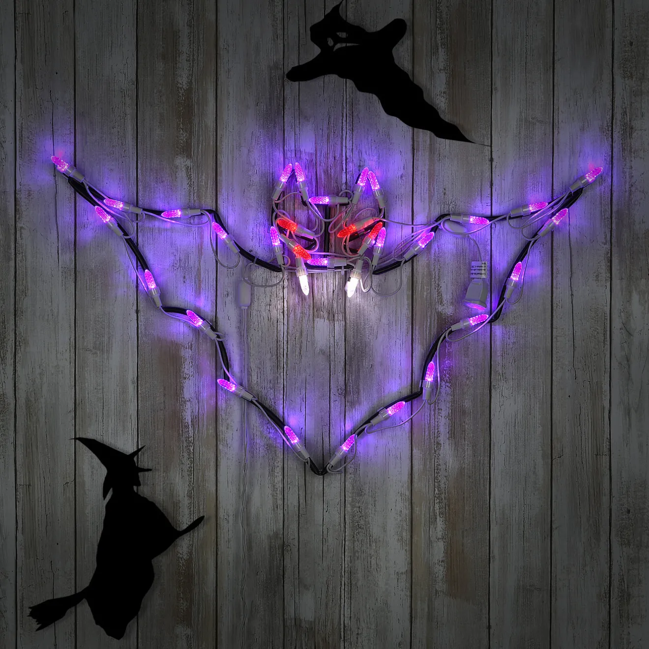 Discount 23 in. Halloween Bat Lighted Sign Decoration with LED Lights Sign Decorations