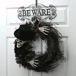 Clearance 16 in. Halloween Beware Wreath Hanger Wreaths