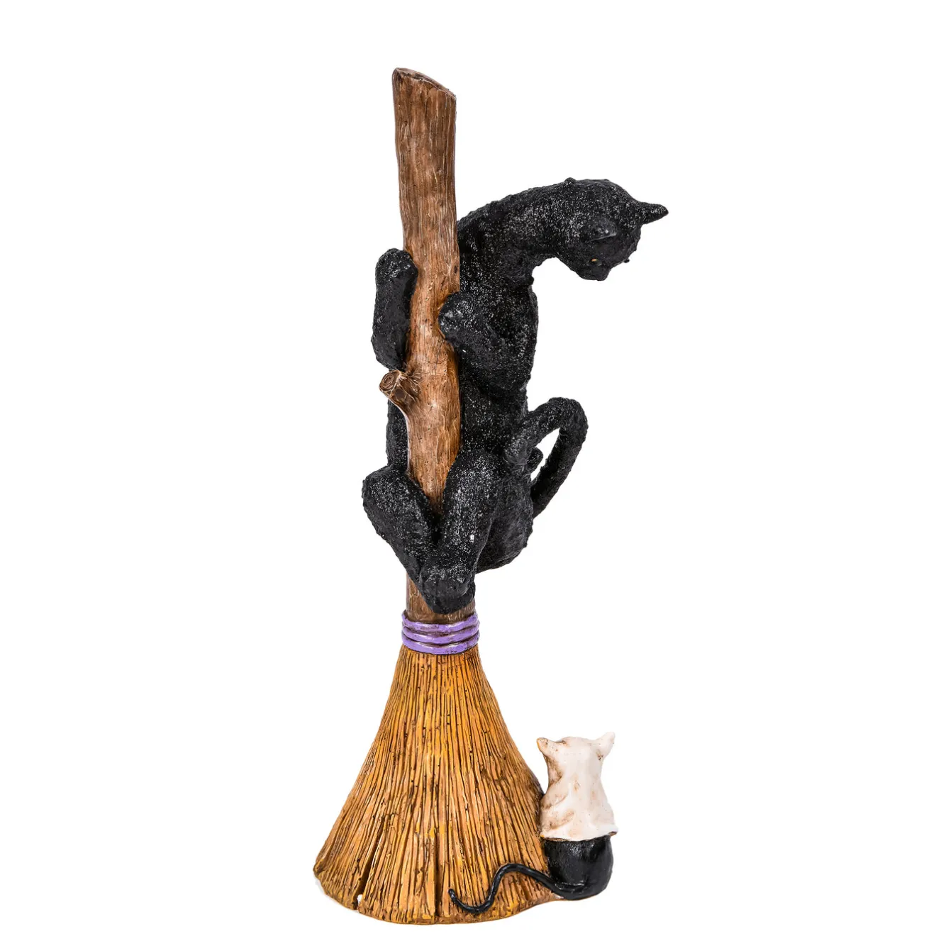 Clearance 13 in. Halloween Black Cat with a Broom Tabletop Decoration Indoor Decorations