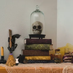 Clearance 13 in. Halloween Black Cat with a Broom Tabletop Decoration Indoor Decorations