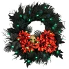 New 24 in. Halloween Boo-tiful Wreath with Orange Florals and White Skull, LED Lights Wreaths